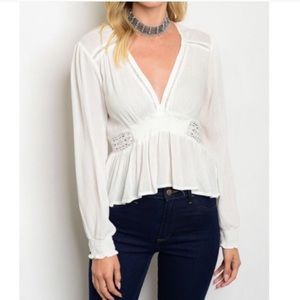 Tea n Cup White Ruffle Top